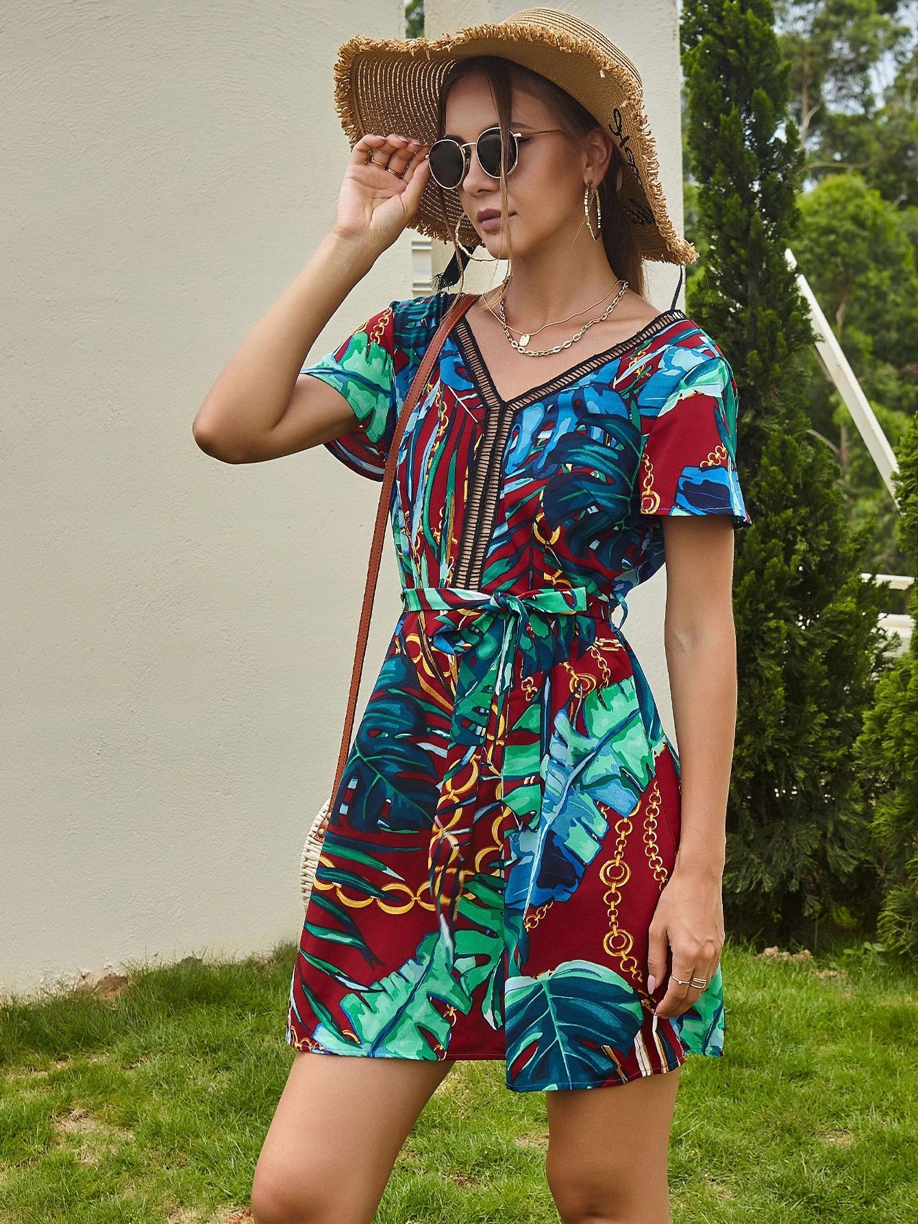 SUKIENKA V-NECK PRINT