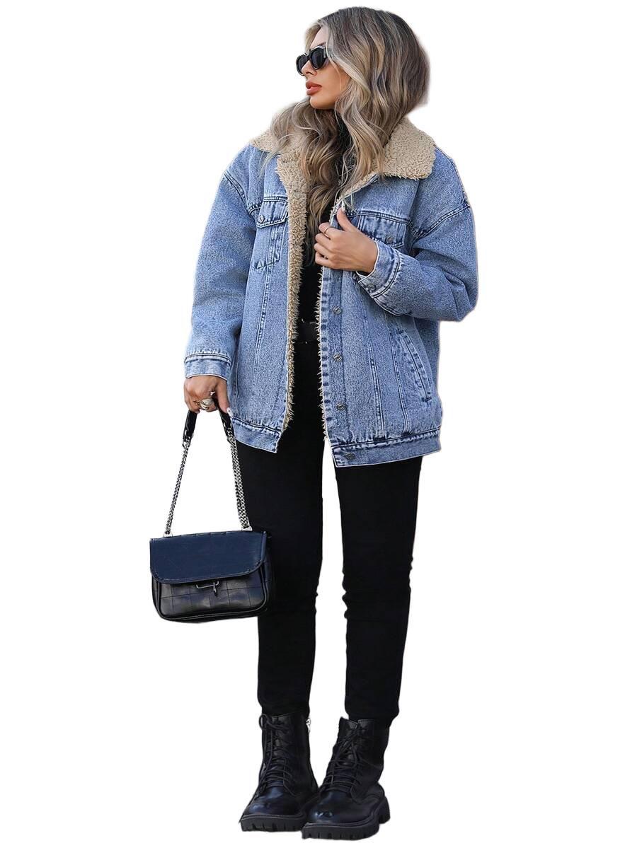 NIEBIESKA KURTKA JEANS kołnierzyk