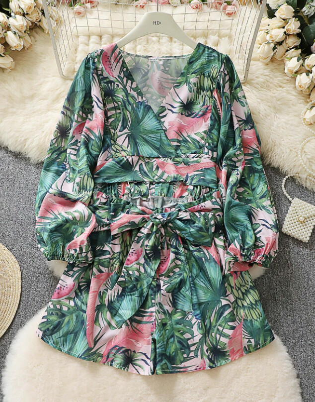 kombinezon wiązanie tropical print