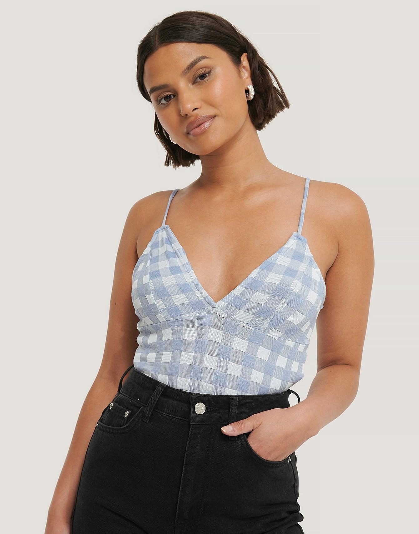 crop top wzór kratka