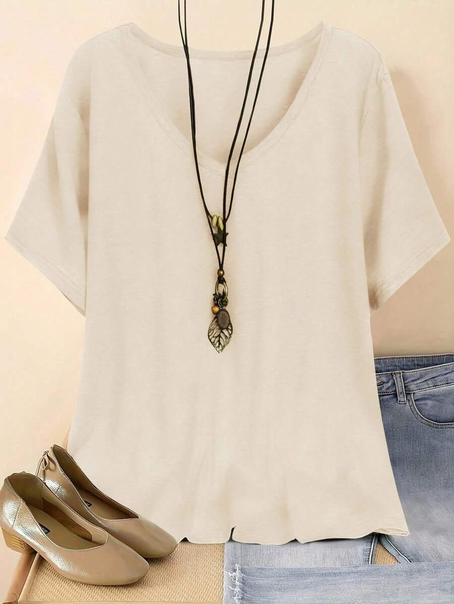 kremowa bluzka v-neck