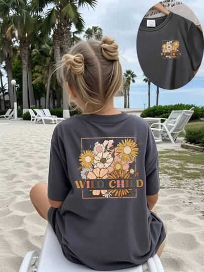 t-shirt nadruk kwiaty 