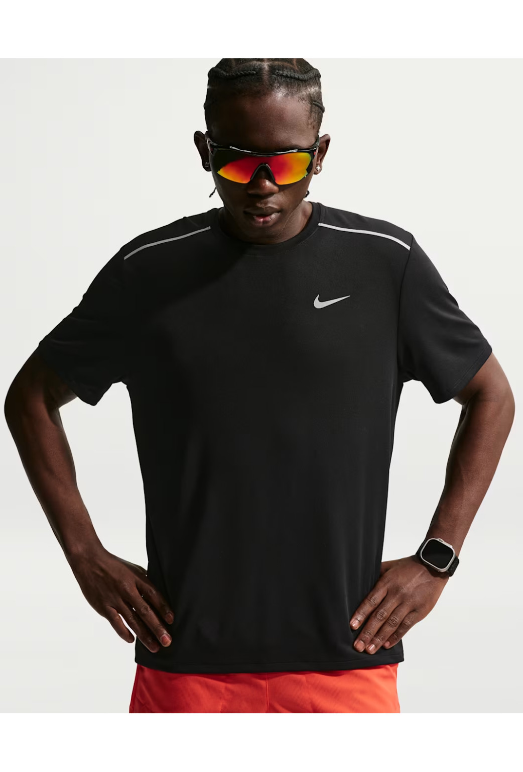 czarna koszulka sportowa krótki rękaw logo if2082-010