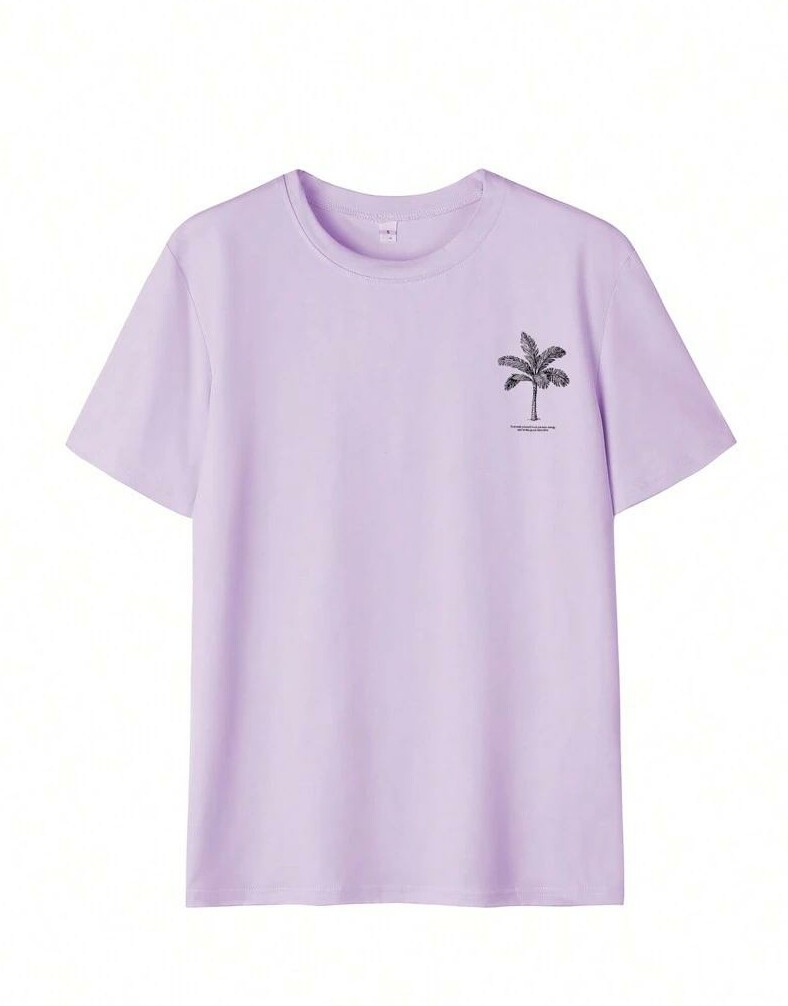 FIOLETOWY T-SHIRT PRINT 