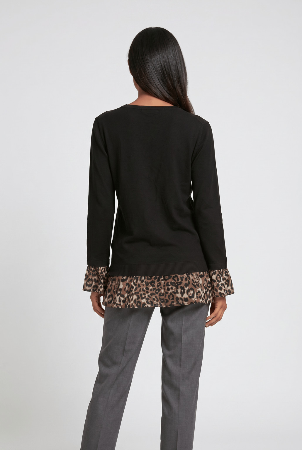 sweter łączenie animal print