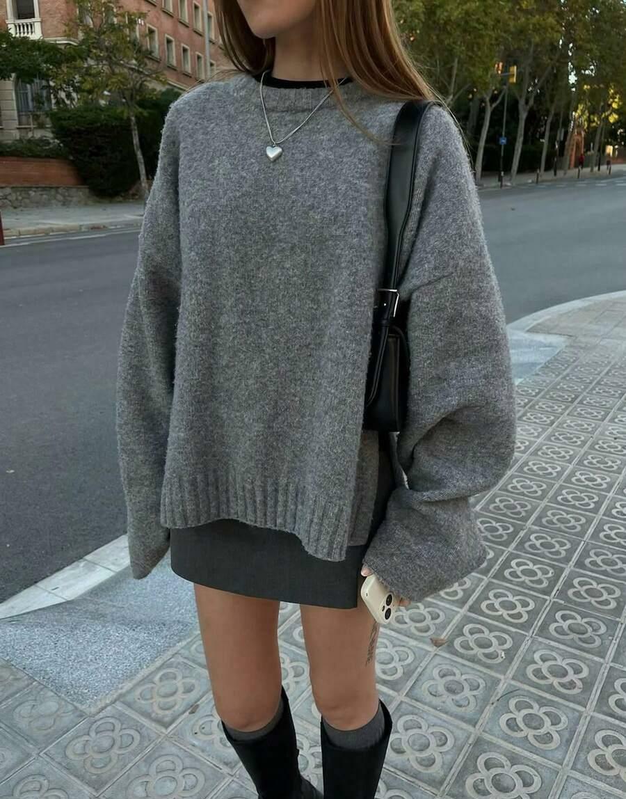 SZARY SWETER OVERSIZE