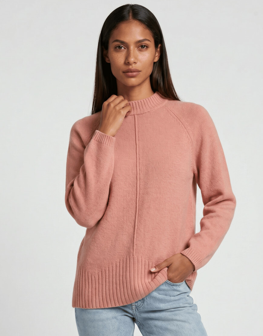 różowy sweter stójka