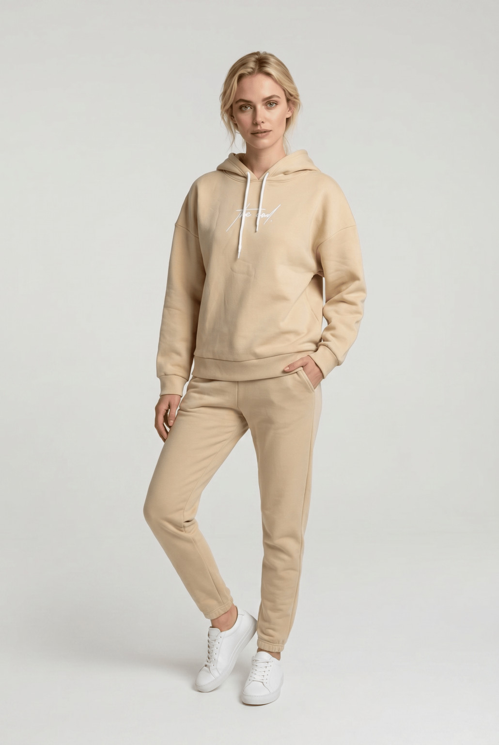 BEŻOWA BLUZA OVERIZE KAPTUR 