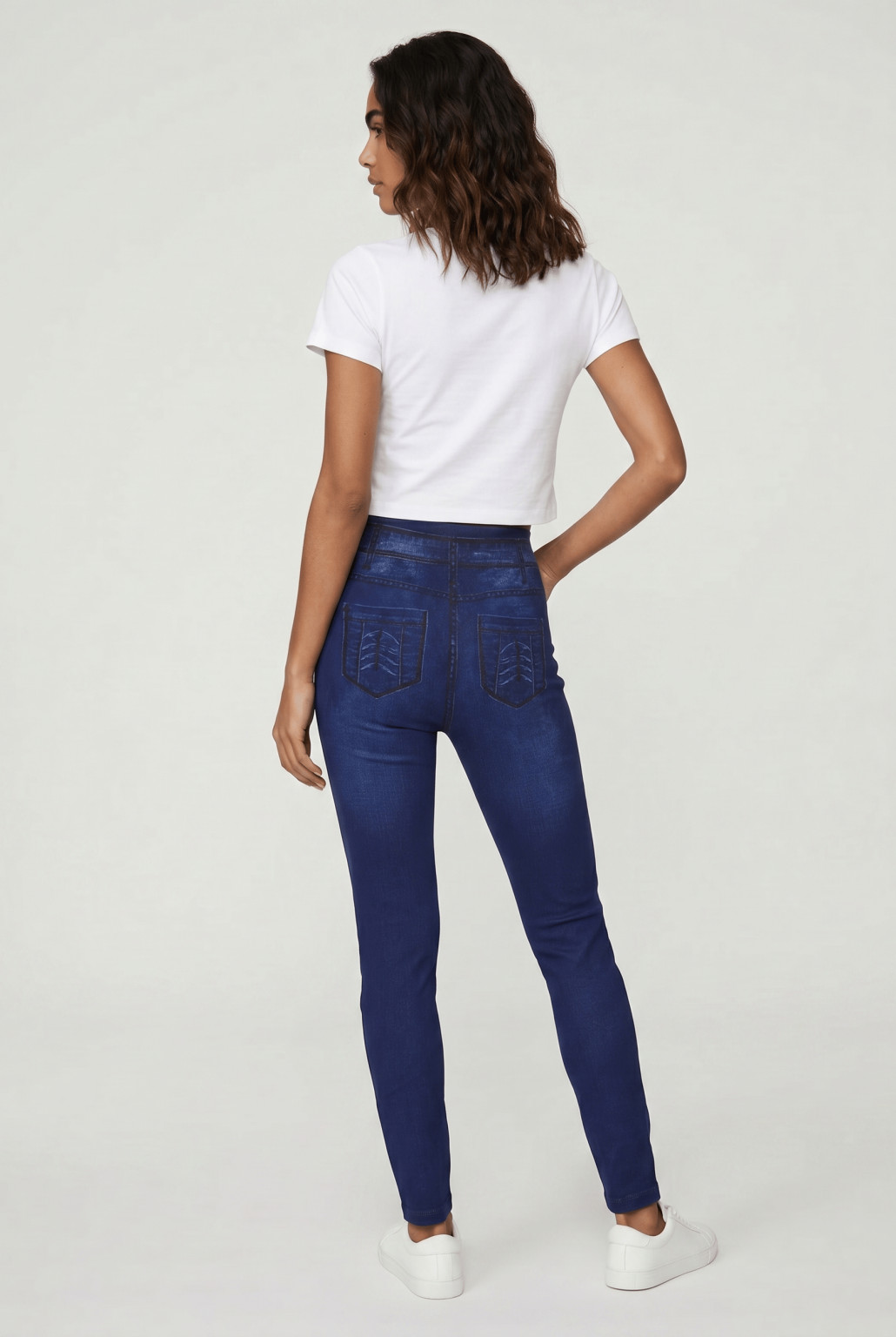 LEGGINSY IMITACJA JEANSU WYSOKI STAN 