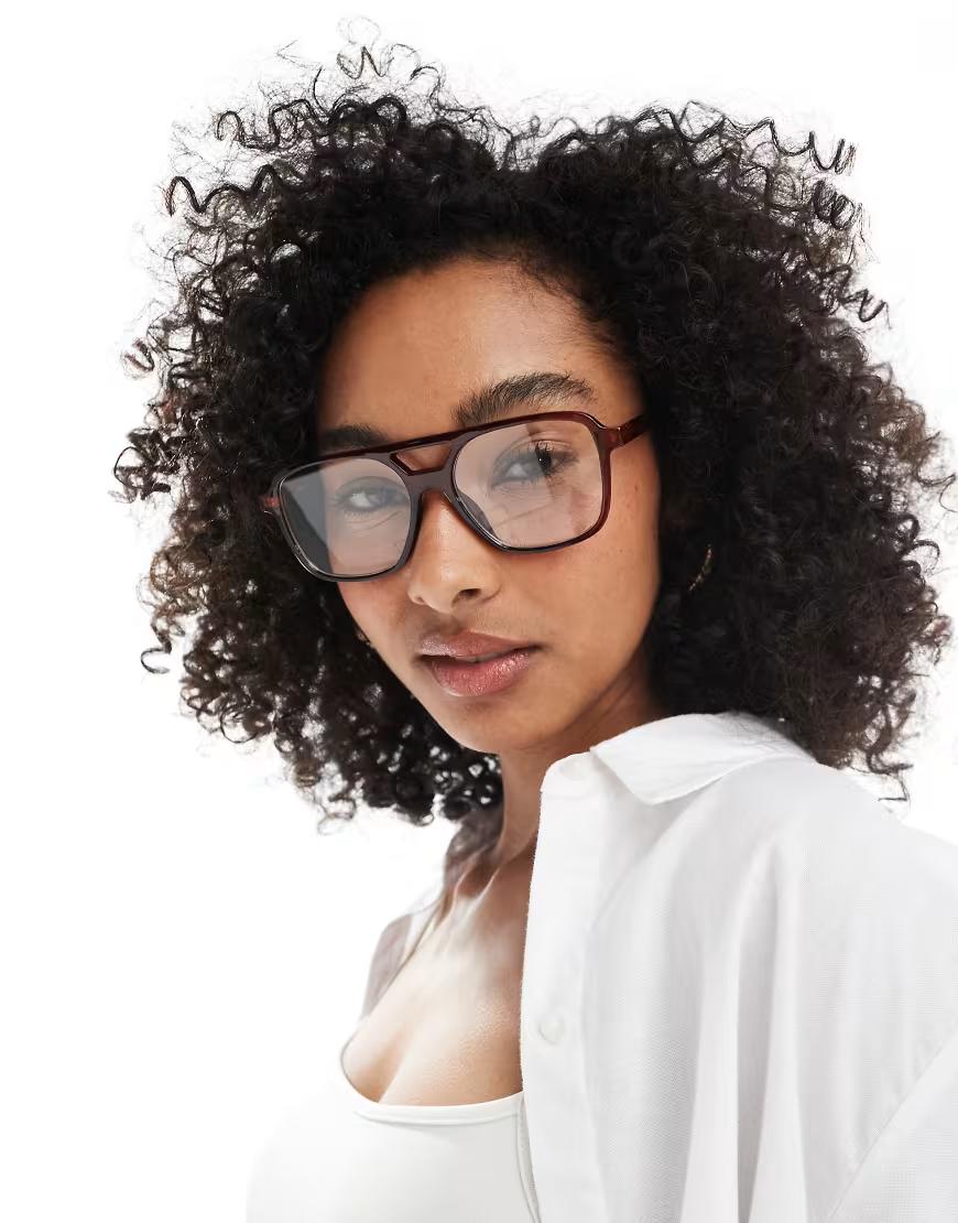 BRĄZOWE OKULARY ZERÓWKI