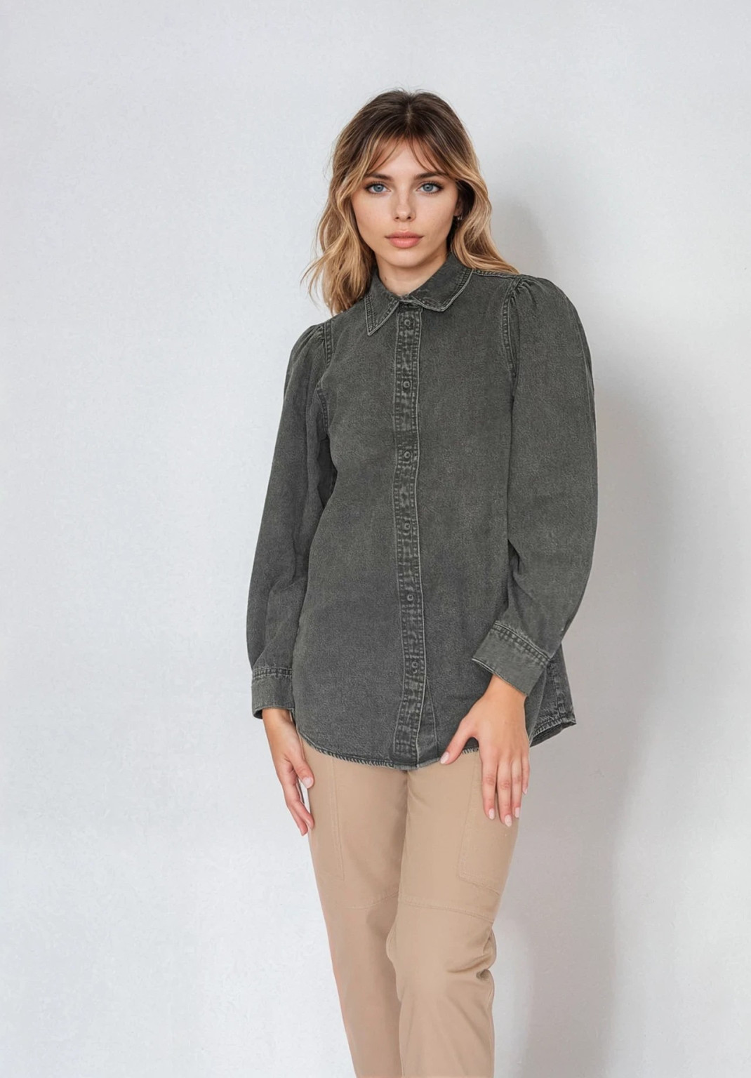 koszula jeans bufki długi rękaw