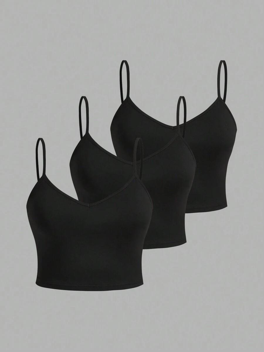 czarny TOP NA RAMIĄCZKACH 3-pack