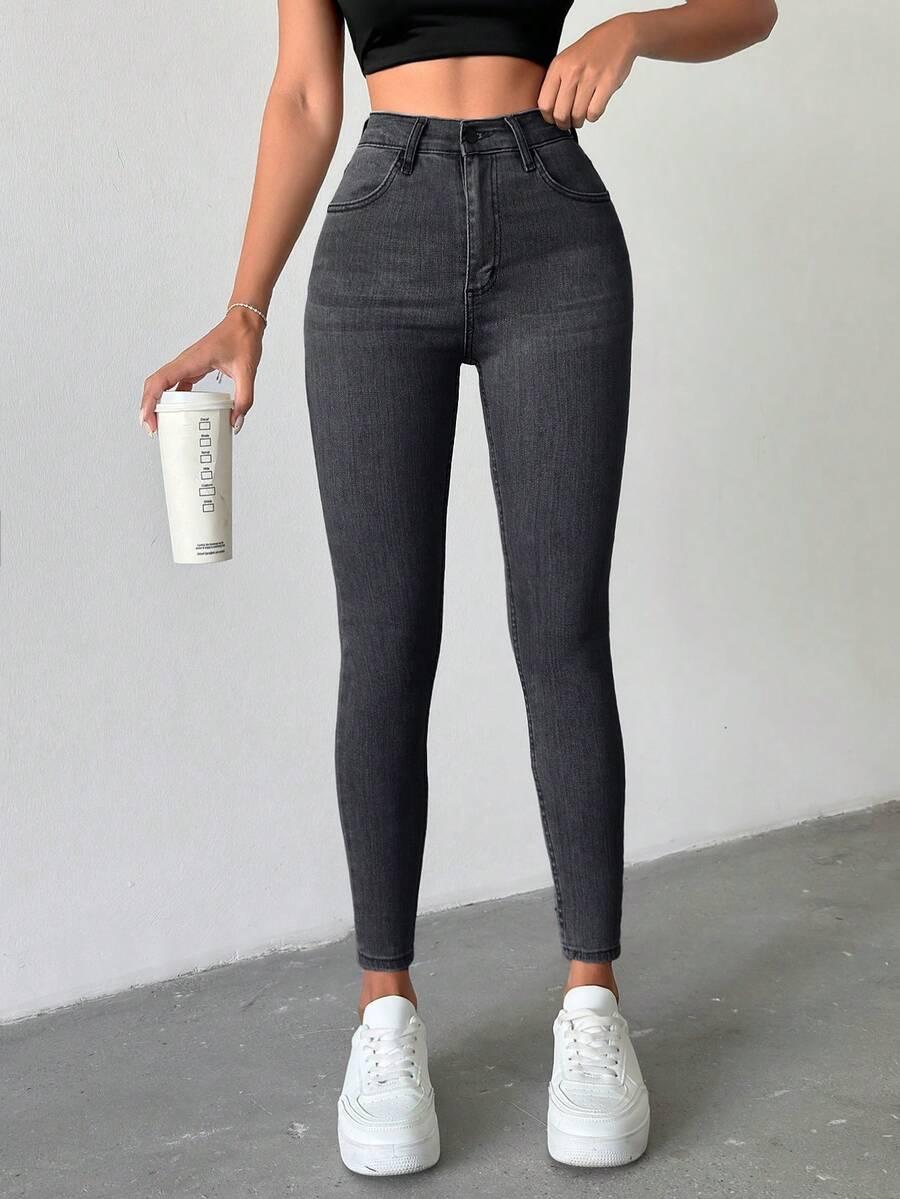 CZARNE SPODNIE JEANS 