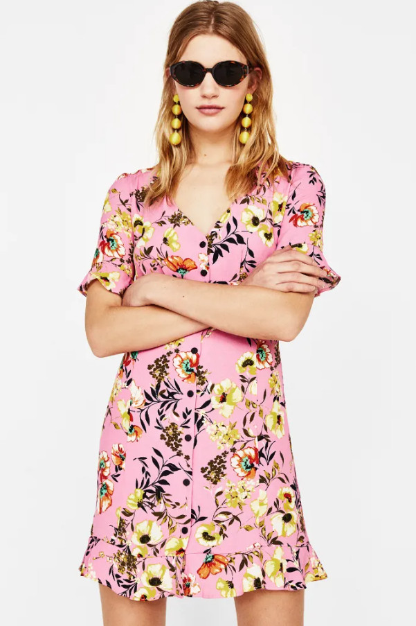 mini sukienka casual kwiaty wzór