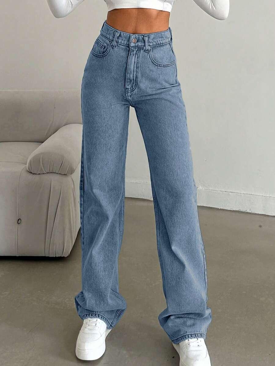 NIEBIESKIE SPODNIE JEANS WYSOKI STAN