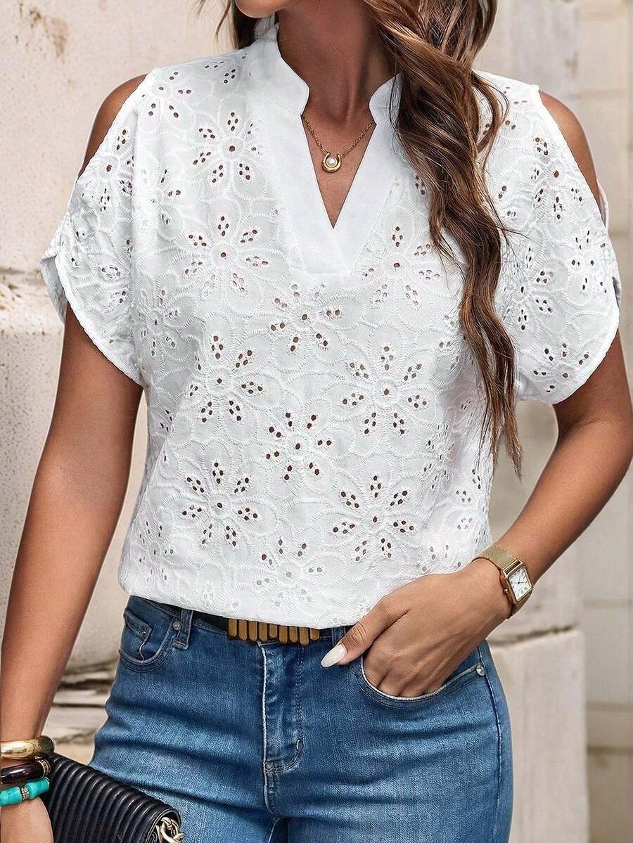 BIAŁA BLUZKA V-NECK 