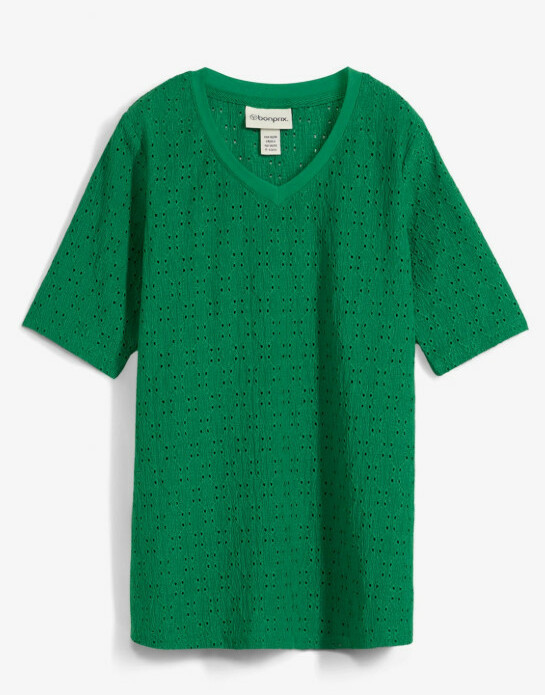 ELEGANCKI T-SHIRT DAMSKI V-DEKOLT REGULAR BEZ WZORU