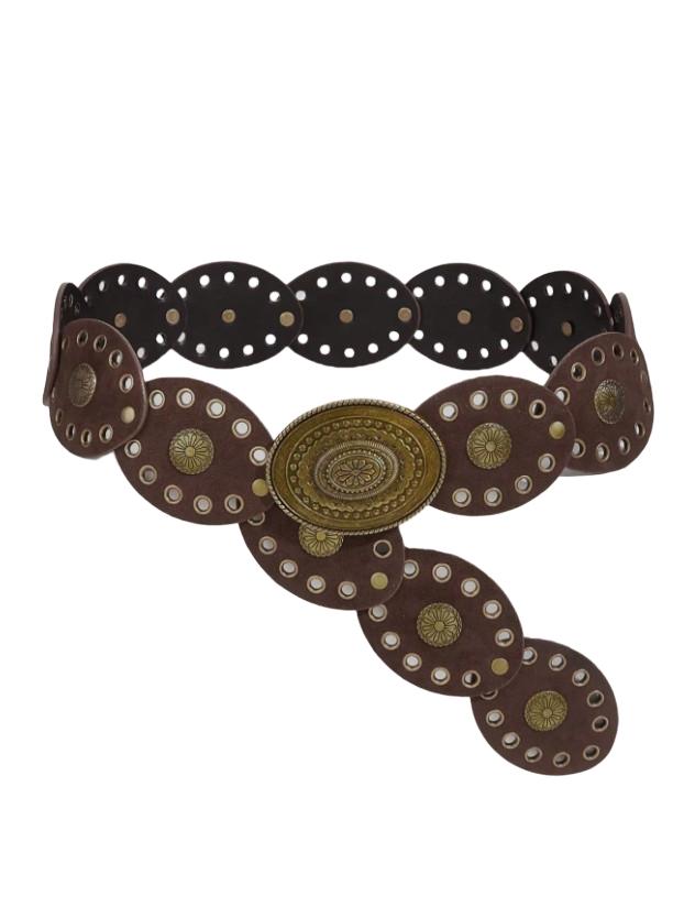 BRĄZOWY PASEK IMITACJA SKÓRY VINTAGE BOHO