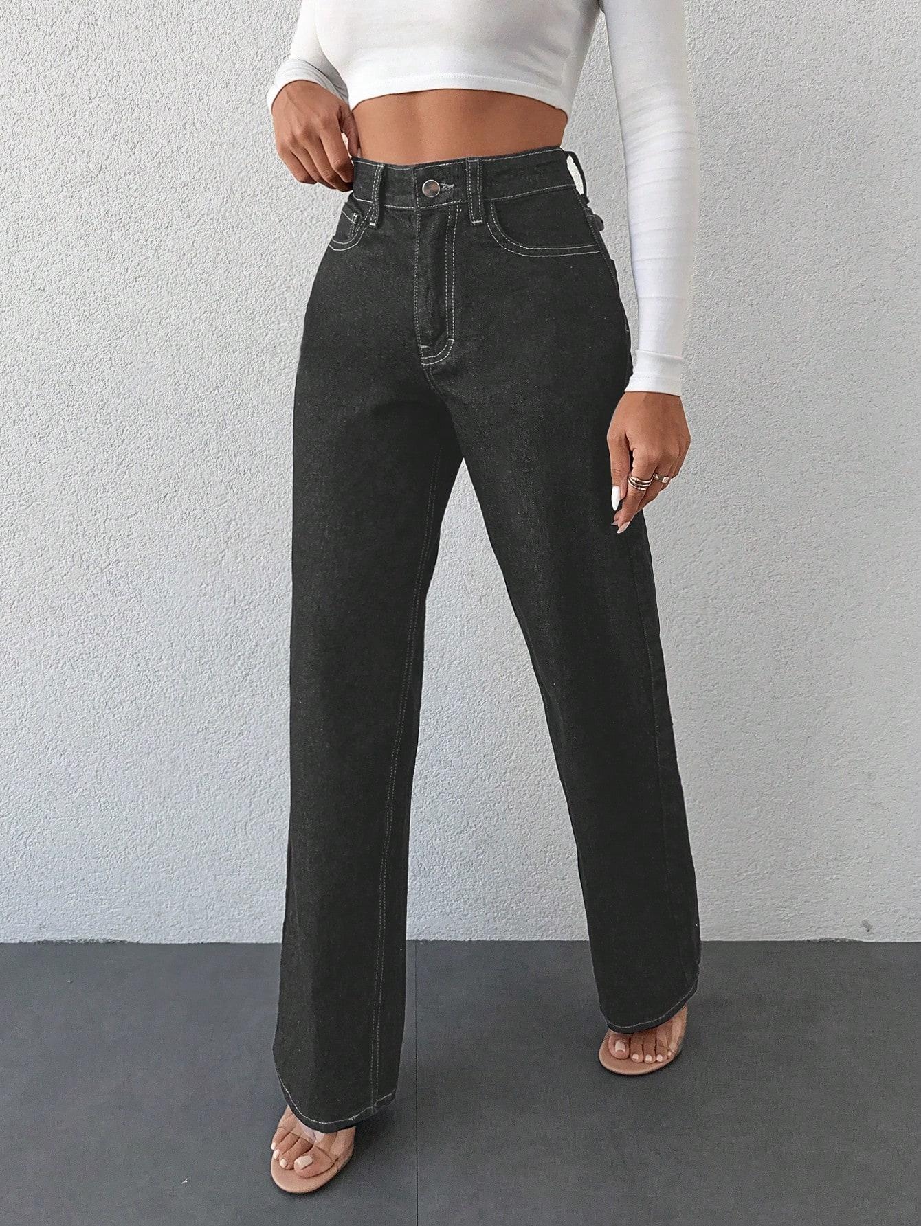 CZARNE PROSTE SPODNIE JEANS