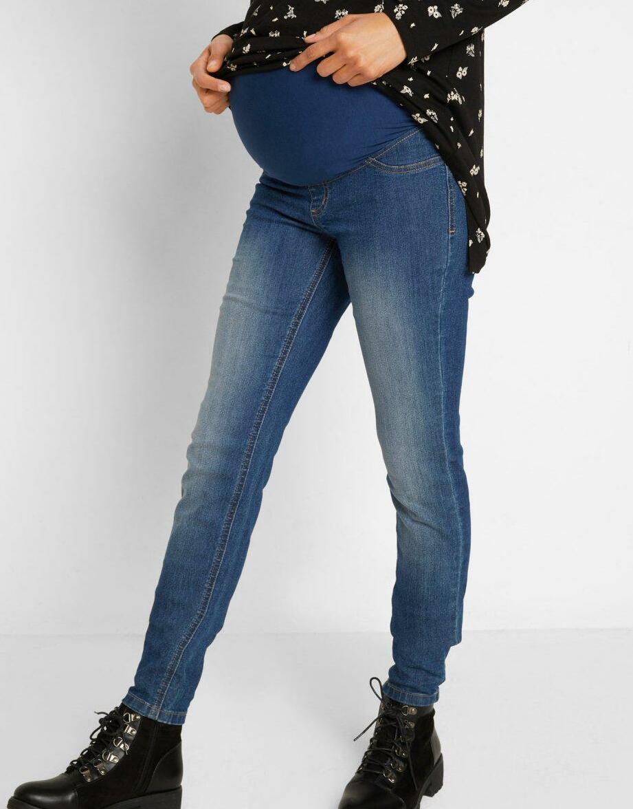 NIEBIESKIE CIĄŻOWE SPODNIE JEANS