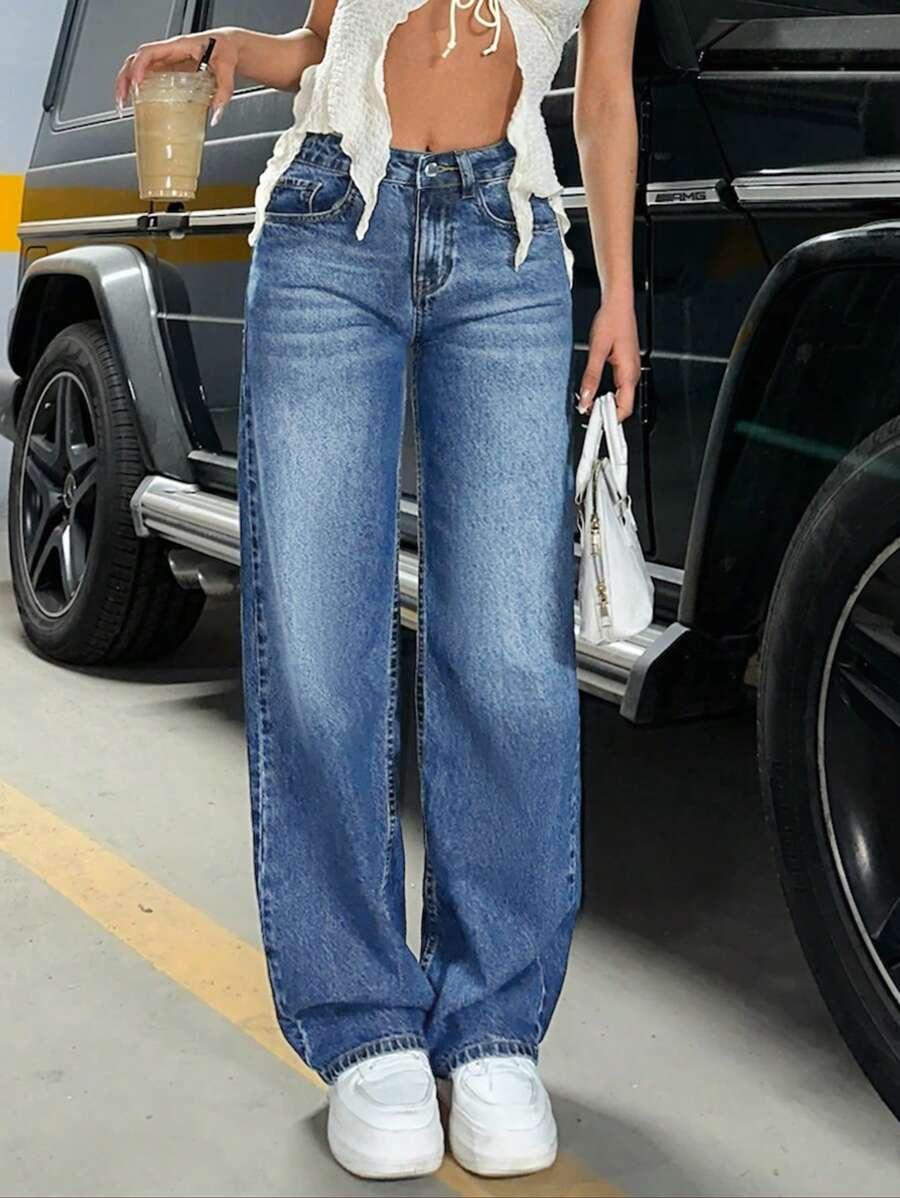 NIEBIESKIE BAWEŁNIANE SPODNIE JEANS 