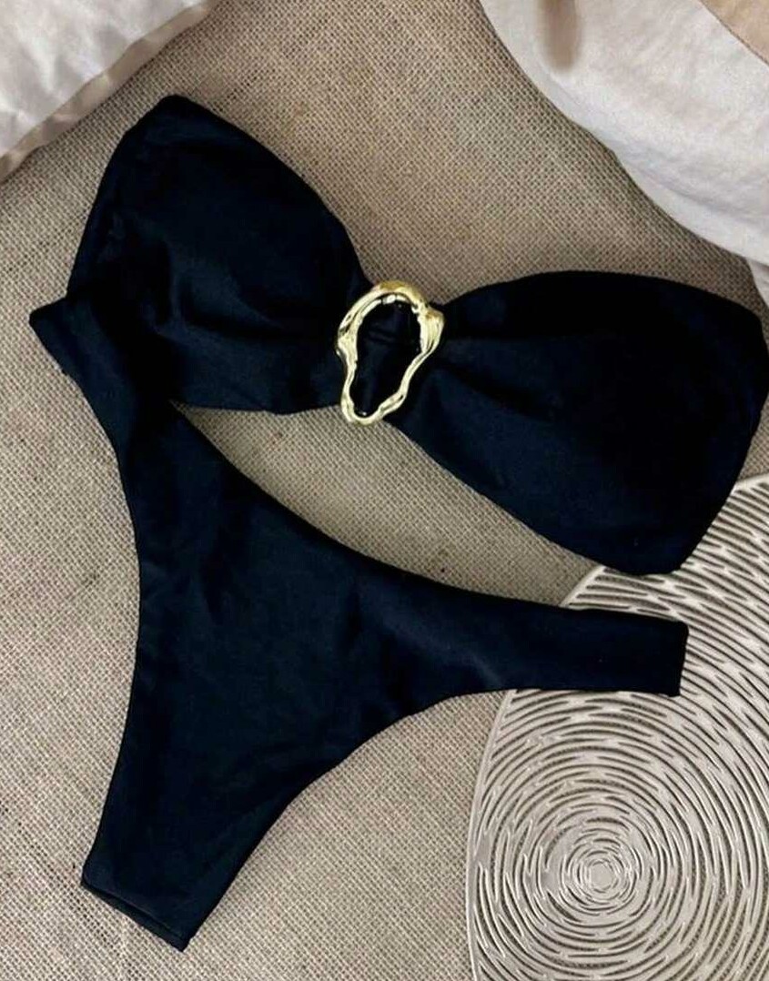 CZARNY KOMPLET BIKINI ZDOBIENIE