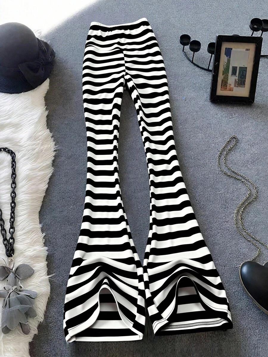 legginsy dzwony paski