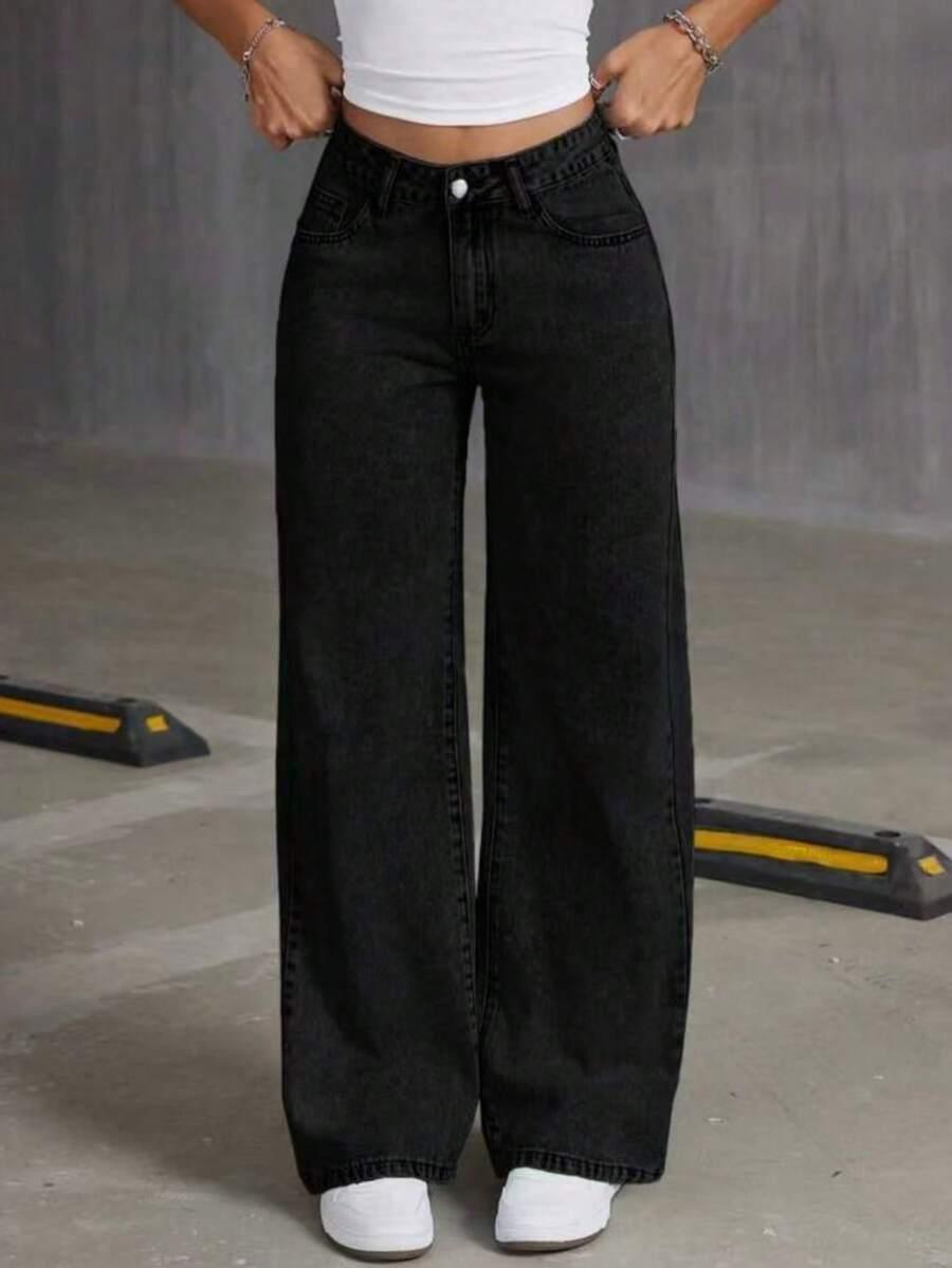 CZARNE SPODNIE JEANS 