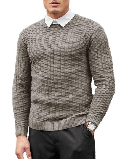 MĘSKI SWETER DOPASOWANY KHAKI