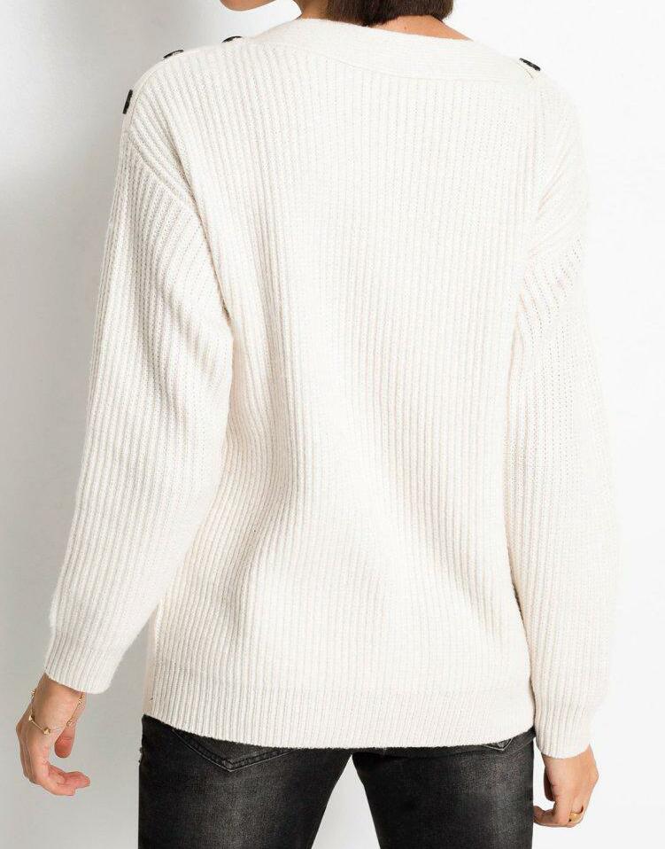 SWETER DAMSKI ŁÓDKA LUŹNY DŁUGI RĘKAW