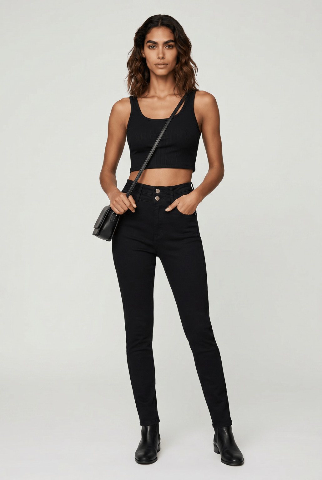 czarne spodnie rurki jeans