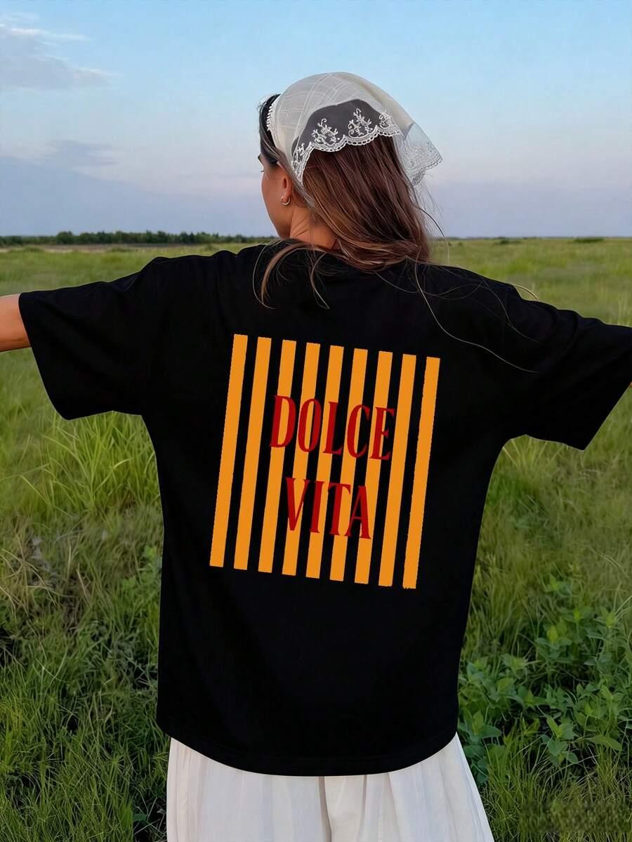 czarny t-shirt napis