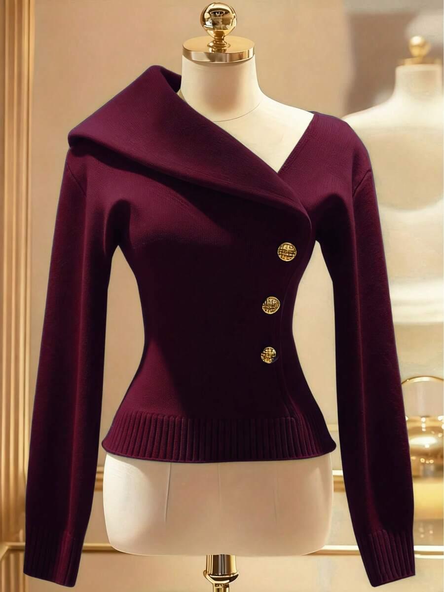 bordowy dzianinowy sweter 