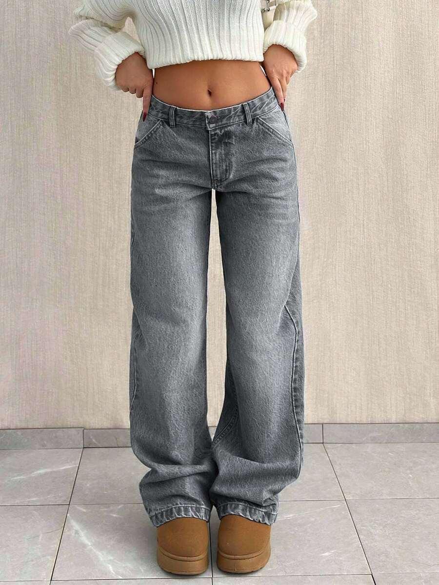SZARE SPODNIE JEANS
