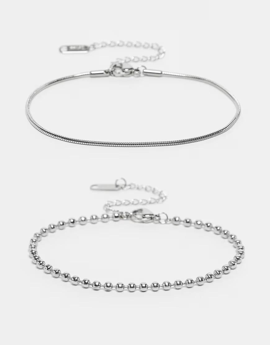 zestaw srebrna bransoletka 2-pack