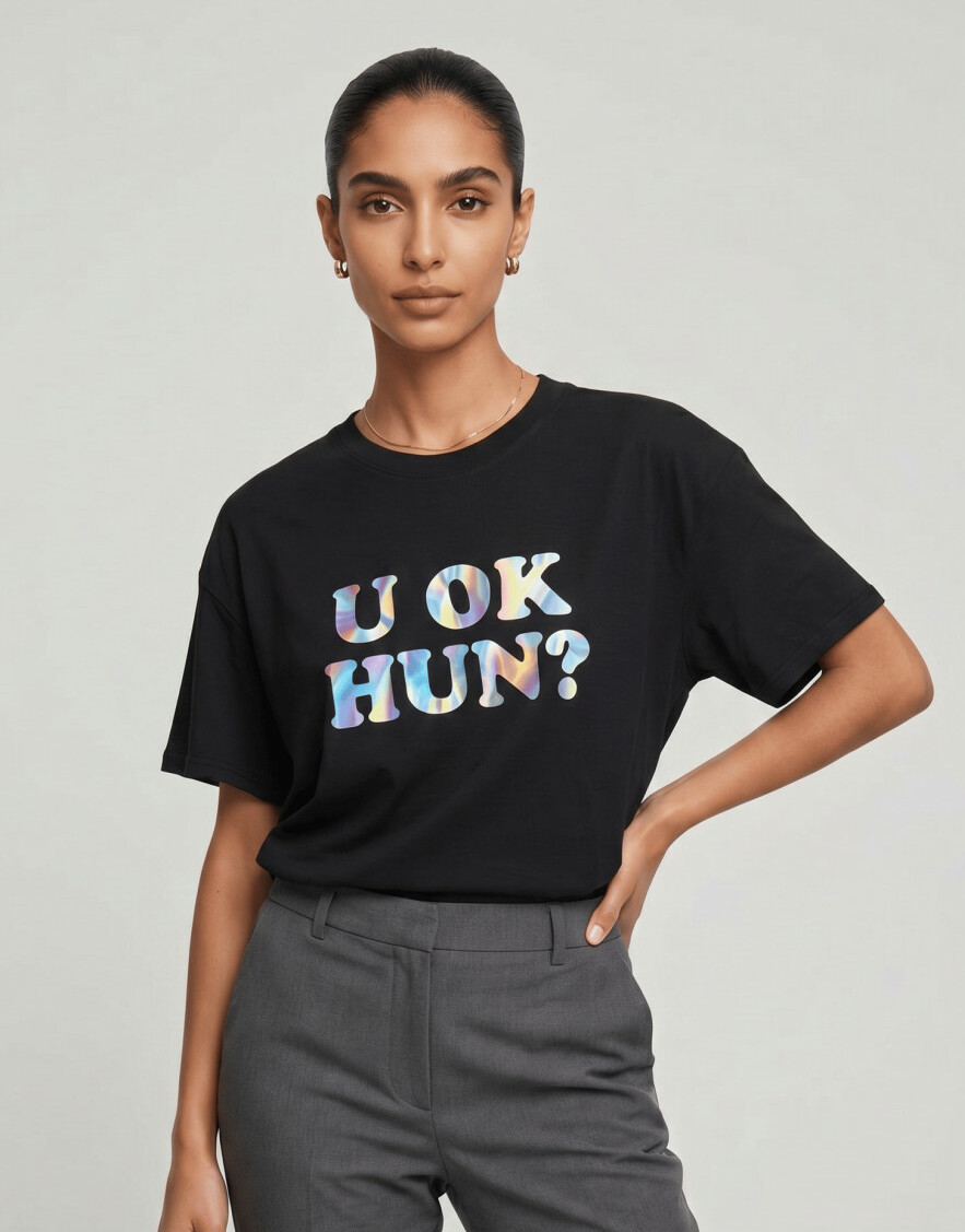 czarny t-shirt oversize napis