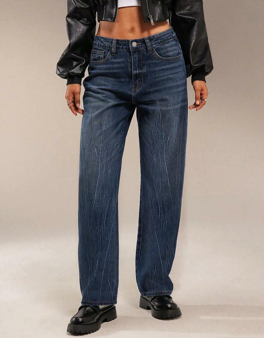 granatowe spodnie jeans 