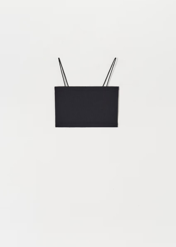 prążkowany czarny crop top ramiączka
