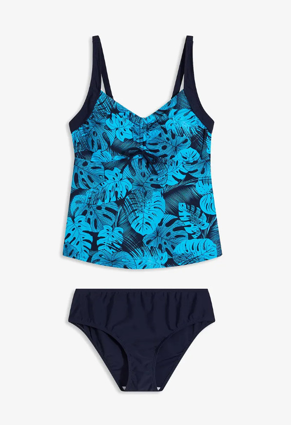 DWUCZĘŚCIOWY STRÓJ KĄPIELOWY TANKINI WZÓR ROŚLINNY 
