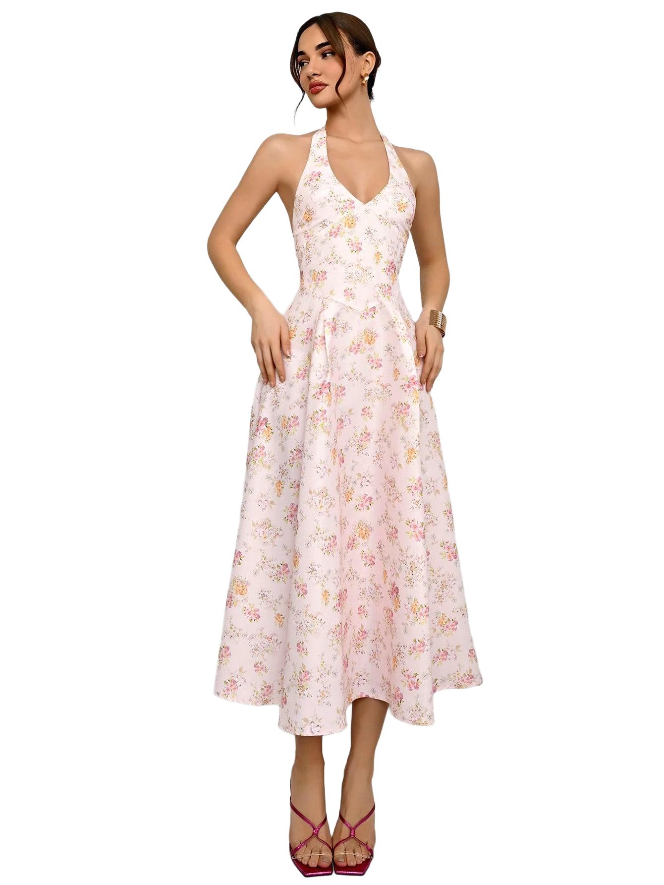 ELEGANCKA ROZKLOSZOWANA MAXI SUKIENKA