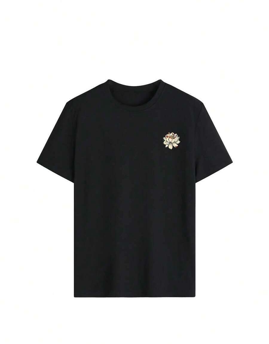 czarny t-shirt nadruk 