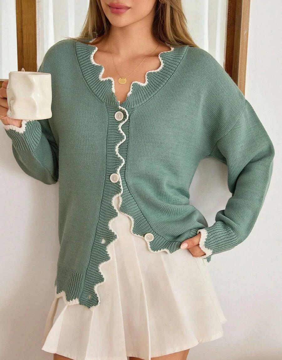 SWETER ROZPINANY kontrast 