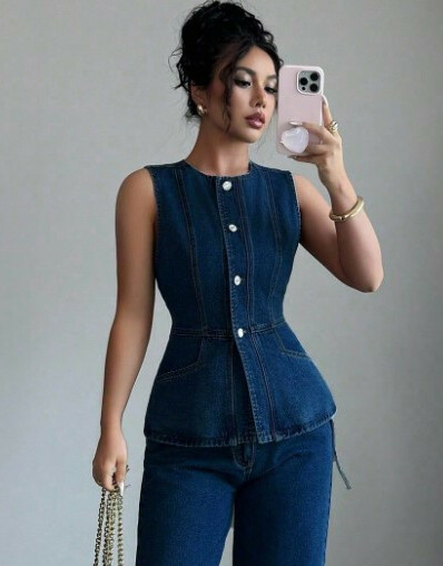 granatowa bluzka jeans
