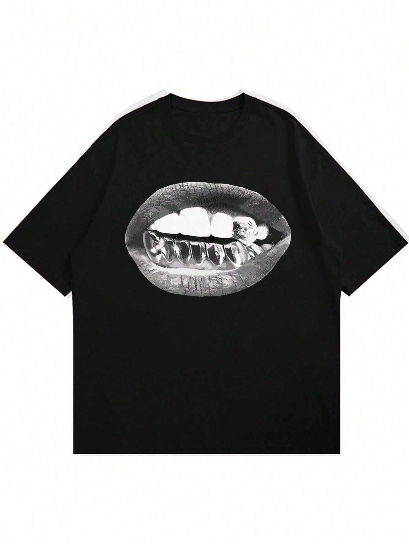 czarny t-shirt okrągły dekolt