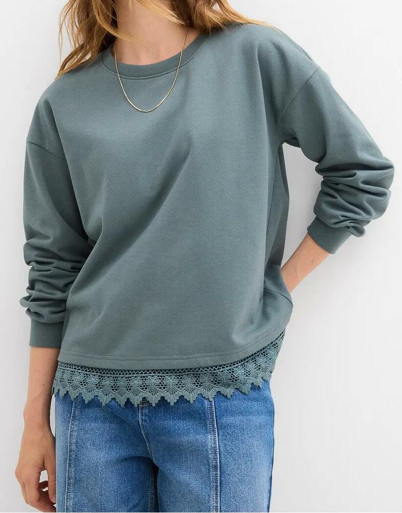 BLUZA Z KORONKOWĄ WSTAWKĄ