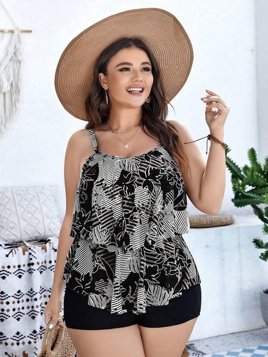 DWUCZĘŚCIOWY STRÓJ KĄPIELOWY TANKINI PRINT 