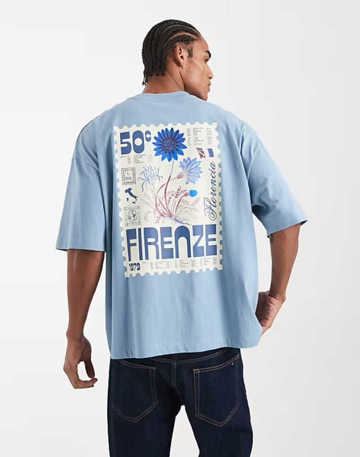niebieski t-shirt okrągły dekolt
