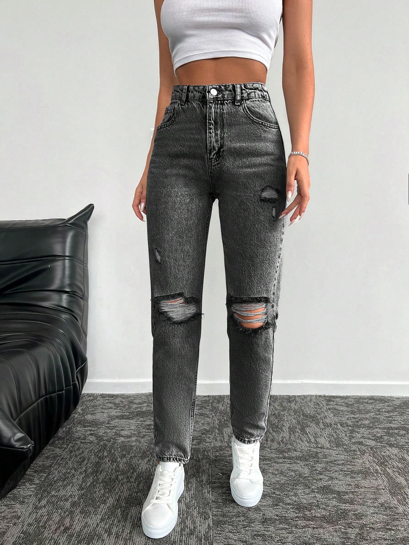 SZARE SPODNIE JEANS