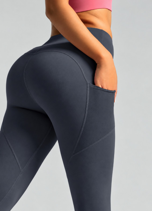 sportowe szare legginsy kieszonki