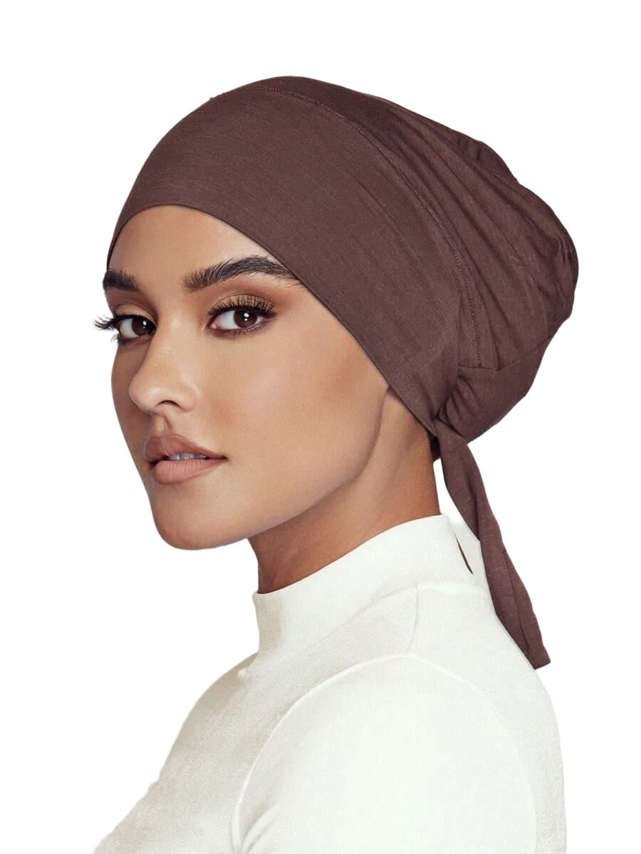 brązowy turban na głowę